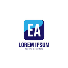 Initial EA logo template with modern frame. Minimalist EA letter logo vector illustration