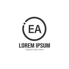 Initial EA logo template with modern frame. Minimalist EA letter logo vector illustration