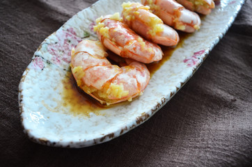 Delicious garlic prawns