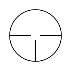 Sniper rifle aim isolated on white. Crosshair target choose destination icon. Aim shoot focus cursor. Bullseye mark targeting. Game aiming sight dot pointer. Vector illustration