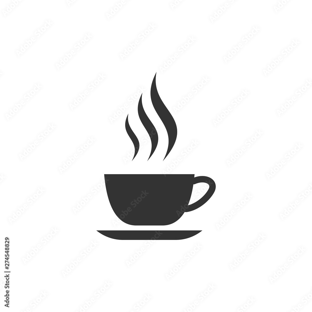 Aufkleber Cup of coffee. Coffee cup icon template black color editable. Coffee symbol Flat vector sign isolated on white background. Simple logo vector illustration for graphic and web design.