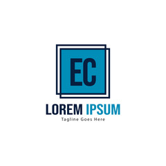 Initial EC logo template with modern frame. Minimalist EC letter logo vector illustration