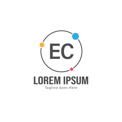 Initial EC logo template with modern frame. Minimalist EC letter logo vector illustration