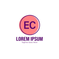 Initial EC logo template with modern frame. Minimalist EC letter logo vector illustration