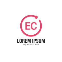 Initial EC logo template with modern frame. Minimalist EC letter logo vector illustration