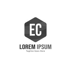 Initial EC logo template with modern frame. Minimalist EC letter logo vector illustration