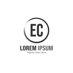Initial EC logo template with modern frame. Minimalist EC letter logo vector illustration
