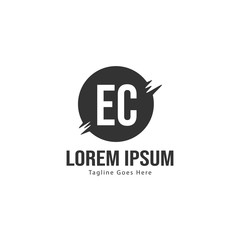 Initial EC logo template with modern frame. Minimalist EC letter logo vector illustration