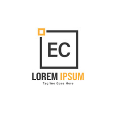 Initial EC logo template with modern frame. Minimalist EC letter logo vector illustration