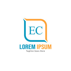 Initial EC logo template with modern frame. Minimalist EC letter logo vector illustration