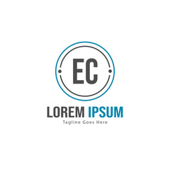 Initial EC logo template with modern frame. Minimalist EC letter logo vector illustration