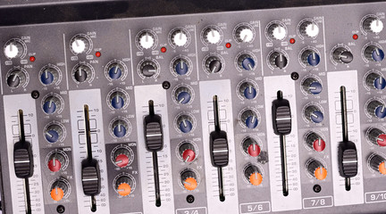 Close-up of new modern digital sound mixer