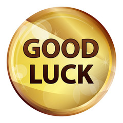 Good Luck Abstract Brown Round Button
