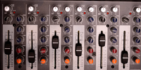 Close-up of new modern digital sound mixer