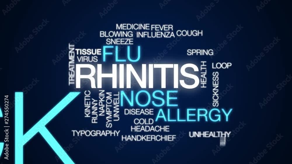 Poster rhinitis animated word cloud, text design animation. kinetic typography.