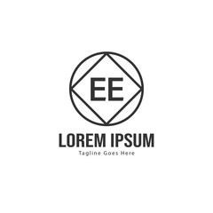 Initial EE logo template with modern frame. Minimalist EE letter logo vector illustration