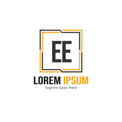 Fototapeta premium Initial EE logo template with modern frame. Minimalist EE letter logo vector illustration