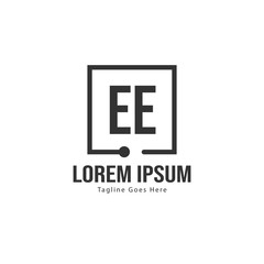 Initial EE logo template with modern frame. Minimalist EE letter logo vector illustration