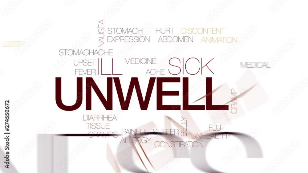 Poster unwell animated word cloud, text design animation. kinetic typography.