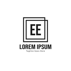 Initial EE logo template with modern frame. Minimalist EE letter logo vector illustration