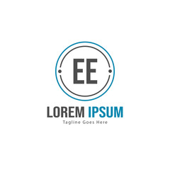 Fototapeta premium Initial EE logo template with modern frame. Minimalist EE letter logo vector illustration