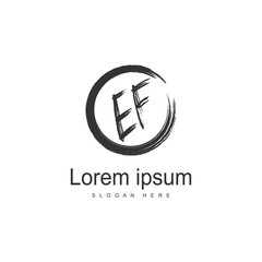 Initial EF logo template with modern frame. Minimalist EF letter logo vector illustration