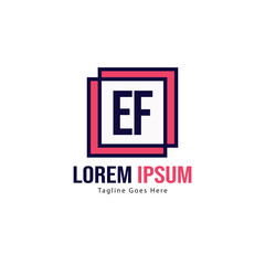 Fototapeta premium Initial EF logo template with modern frame. Minimalist EF letter logo vector illustration
