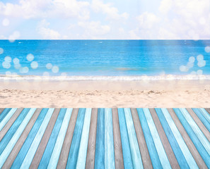 Picturesque view of beautiful beach with stone breakwater on sunny day