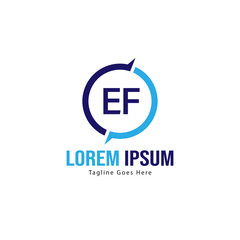 Obraz premium Initial EF logo template with modern frame. Minimalist EF letter logo vector illustration