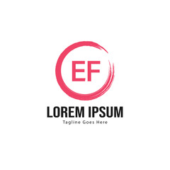 Obraz premium Initial EF logo template with modern frame. Minimalist EF letter logo vector illustration