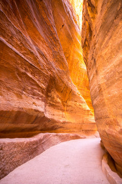 The Siq, The Narrow Slot-canyon Entrance To The Petra