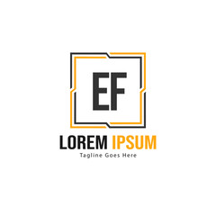 Obraz premium Initial EF logo template with modern frame. Minimalist EF letter logo vector illustration
