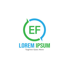 Initial EF logo template with modern frame. Minimalist EF letter logo vector illustration