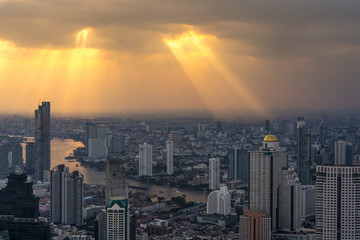 Fototapeta premium Aerial View of Bangkok City