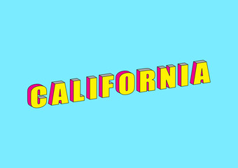 California text with 3d isometric effect