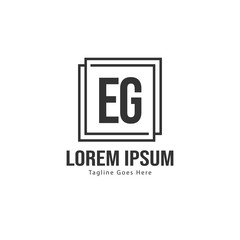 Initial EG logo template with modern frame. Minimalist EG letter logo vector illustration