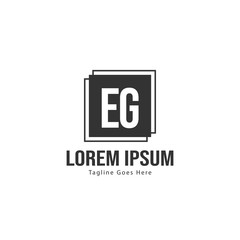 Obraz premium Initial EG logo template with modern frame. Minimalist EG letter logo vector illustration