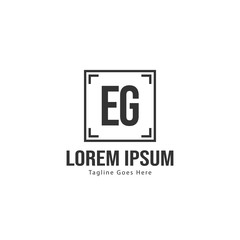 Initial EG logo template with modern frame. Minimalist EG letter logo vector illustration