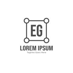 Initial EG logo template with modern frame. Minimalist EG letter logo vector illustration