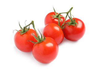 Fresh organic cherry tomatoes isolated on white