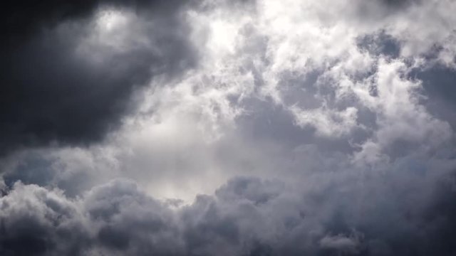 Moving dark clouds on sky background, raindrop