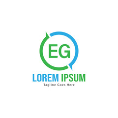Initial EG logo template with modern frame. Minimalist EG letter logo vector illustration