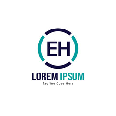 Obraz premium Initial EH logo template with modern frame. Minimalist EH letter logo vector illustration