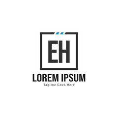 Obraz premium Initial EH logo template with modern frame. Minimalist EH letter logo vector illustration