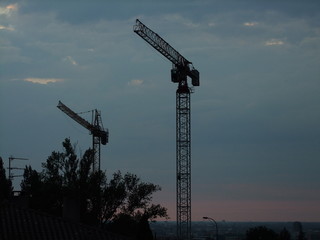 crane at sunset