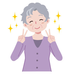 おばあちゃん ピース ニコニコ イラスト
