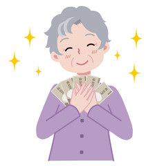 おばあちゃん　儲ける　お金　イラスト