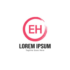 Initial EH logo template with modern frame. Minimalist EH letter logo vector illustration