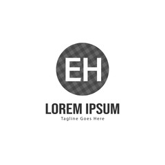 Initial EH logo template with modern frame. Minimalist EH letter logo vector illustration