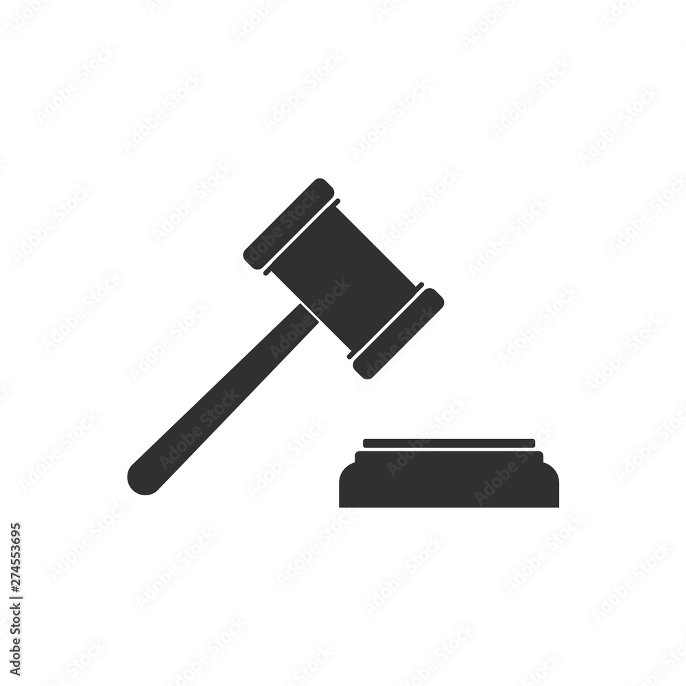 Poster judge gavel auction icon template black color editable. gavel symbol flat vector sign isolated on wh
